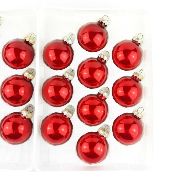 Vintage Visions By Holly Glass Ball Christmas Tree Ornaments Red Made In USA - Picture 5 of 12
